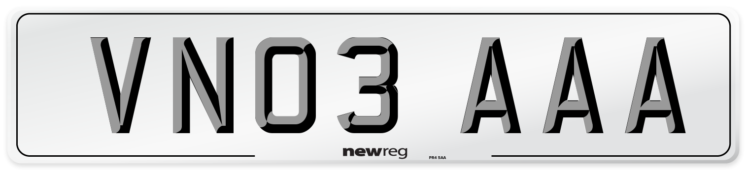 VN03 AAA Number Plate from New Reg